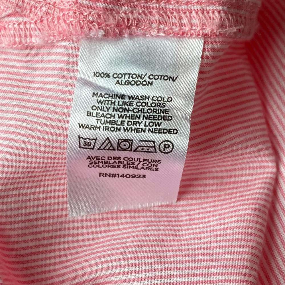 👚 Loft pink and white striped ruffle blouse shirt top XS - Picture 9 of 12